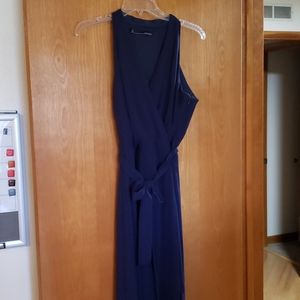 Navy Blue Halter Style High/Low Dress
